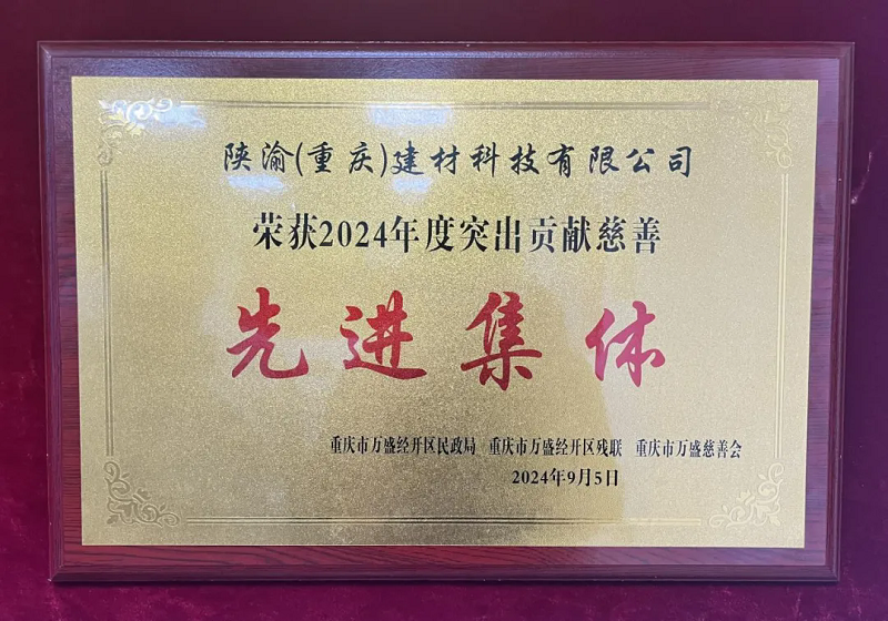 喜報！陜渝建材公司榮獲“2024年度突出貢獻慈善先進集體”